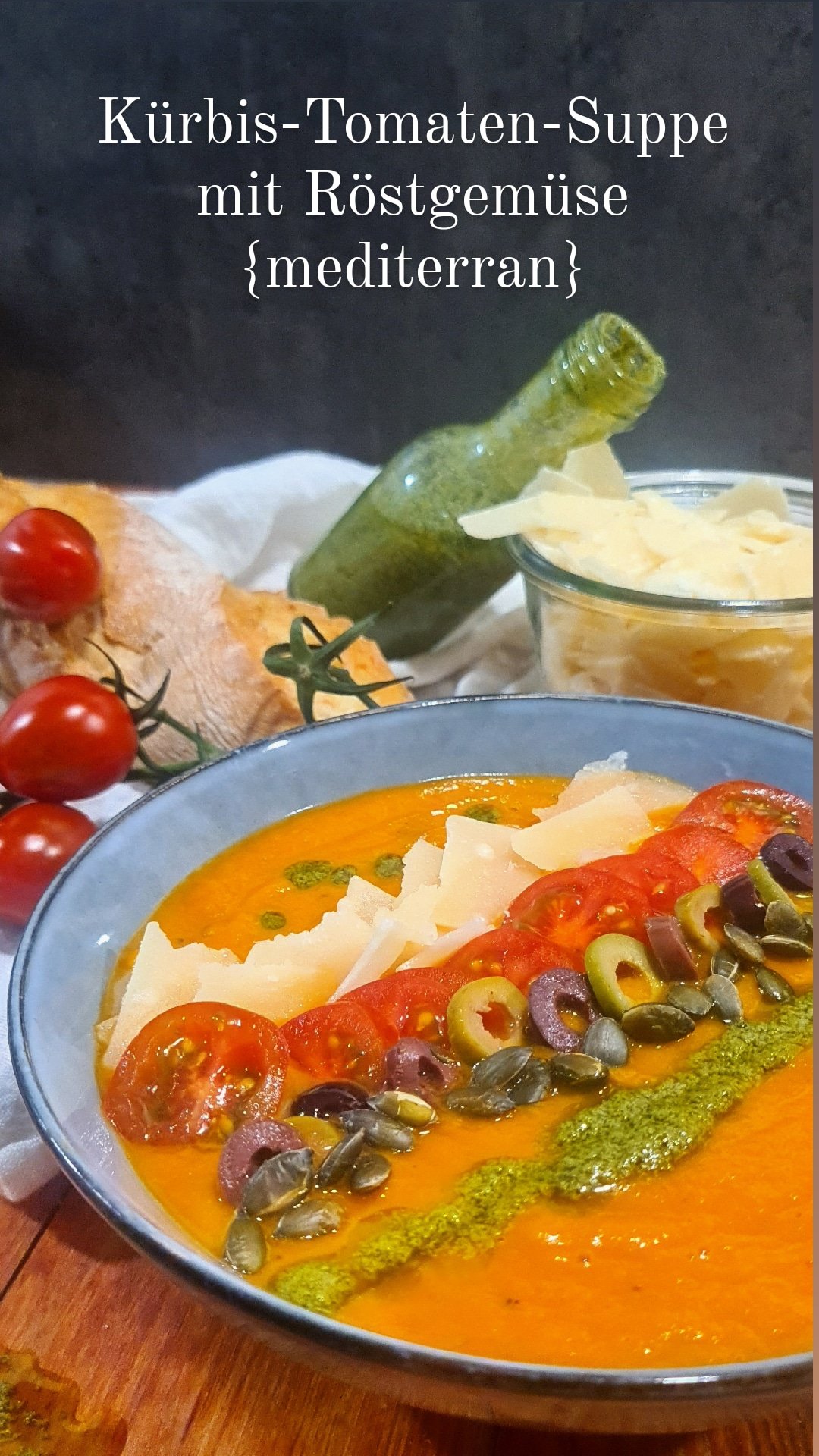 Geröstete Kürbis-Tomaten-Suppe {mediterraner Flair}